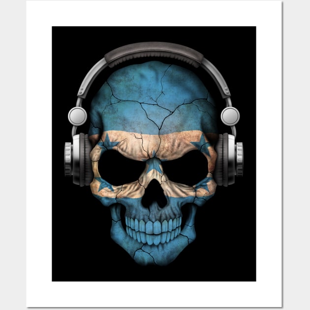 Dark Skull Deejay with Honduras Flag Wall Art by jeffbartels